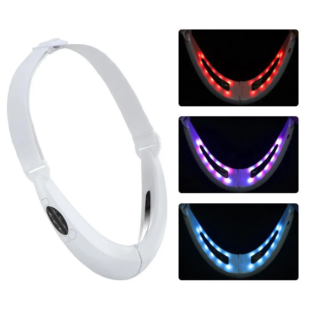 Red Blue Light Photon Therapy Facial Skin Tightening Massager EMS Microcurrent Face Lift Machine V Face Lifting Massage Belt