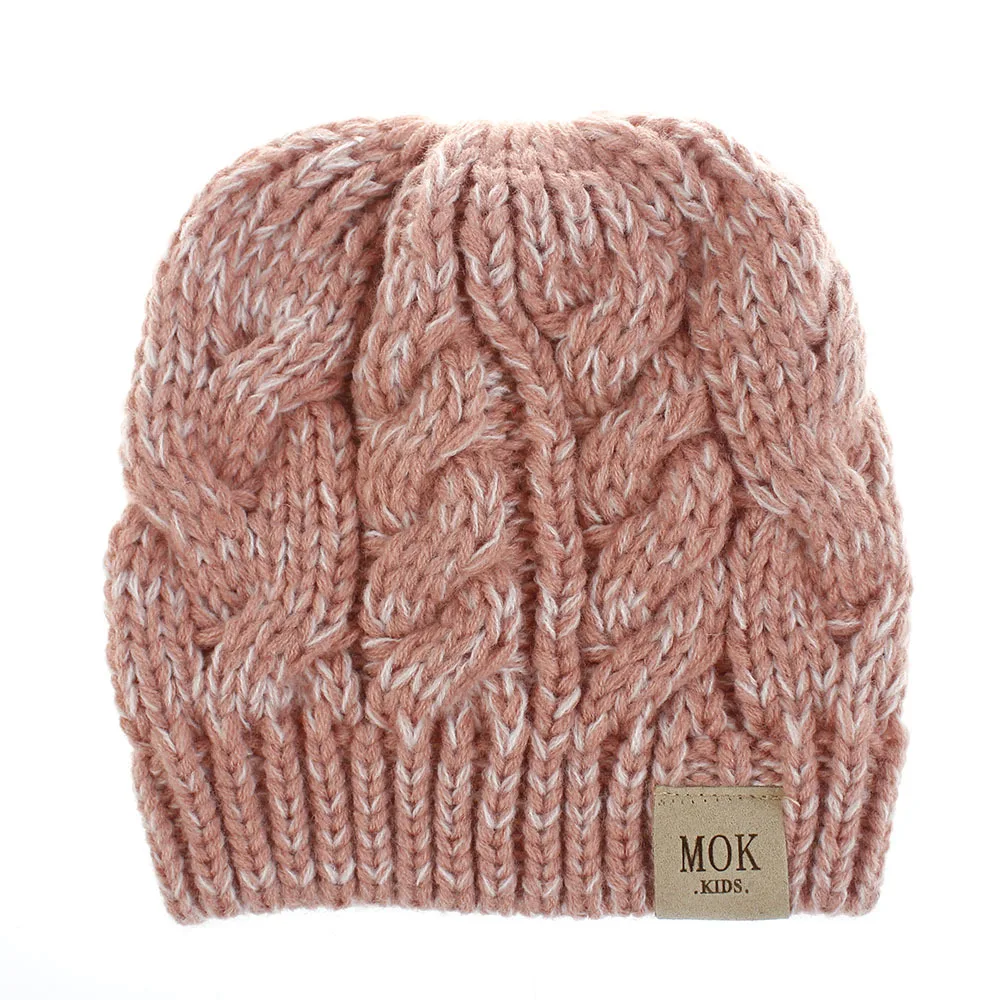 Новая акриловая зимняя однотонная вязаная детская шапка для хвоста