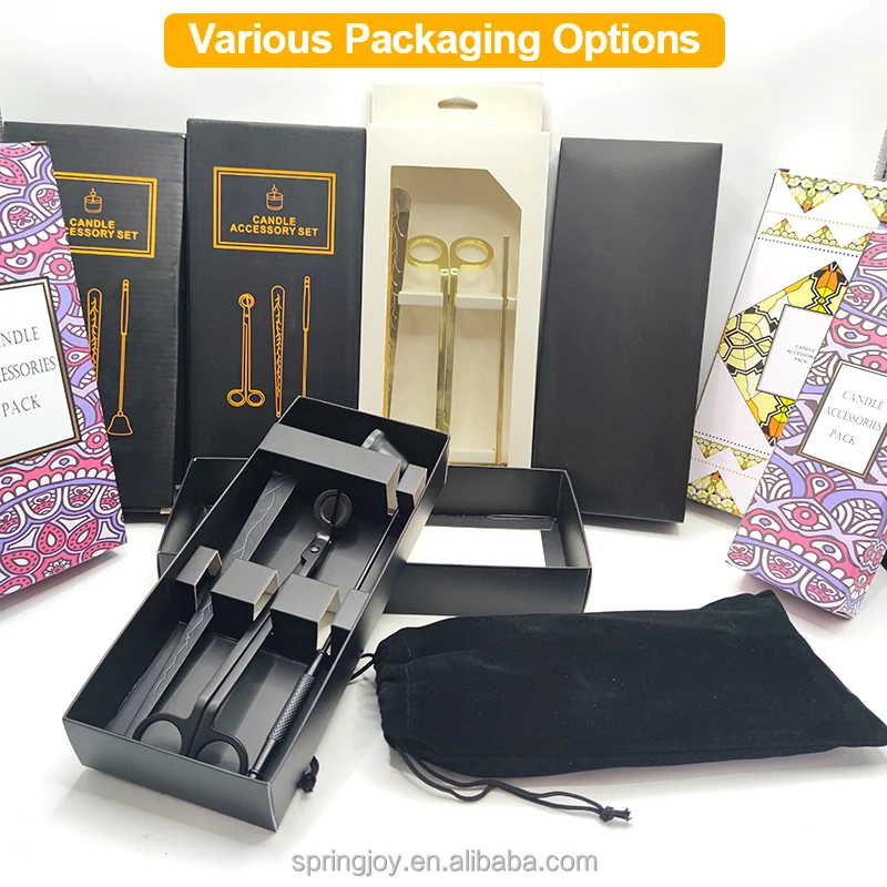 Reasonable Price Candle Accessories Set Black Packaging Box Or Cotton Drawstring Bag For Candle Care Kit Packaging