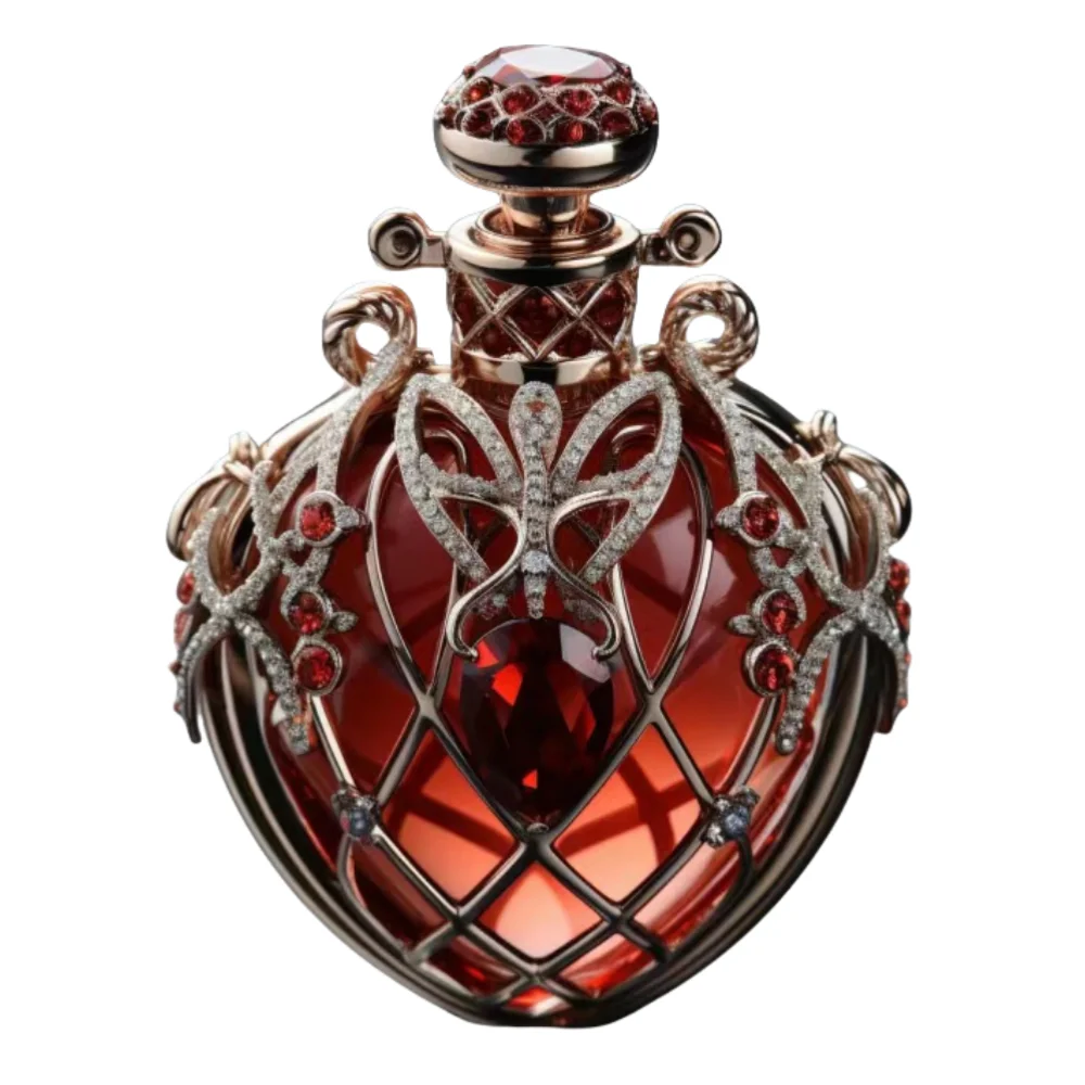 Luxury Colorful Rose Enamel Pattern Custom Empty 30ml Fancy Zinc Alloy Glass Metal Perfume Bottle