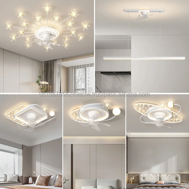 Living room bedroom table fan light three-color light source, lights with fans, six speed adjustment wind speed