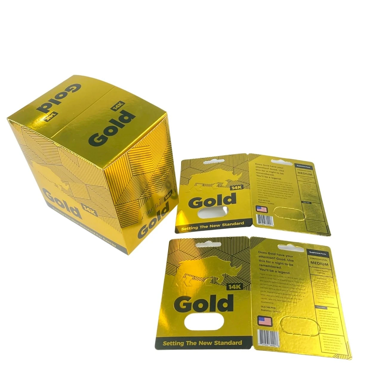 Оптовая продажа таблетки для улучшения мужского полового акта Rhino Gold увеличения пениса с двойным отверстием Серебряное Тиснение внешним
