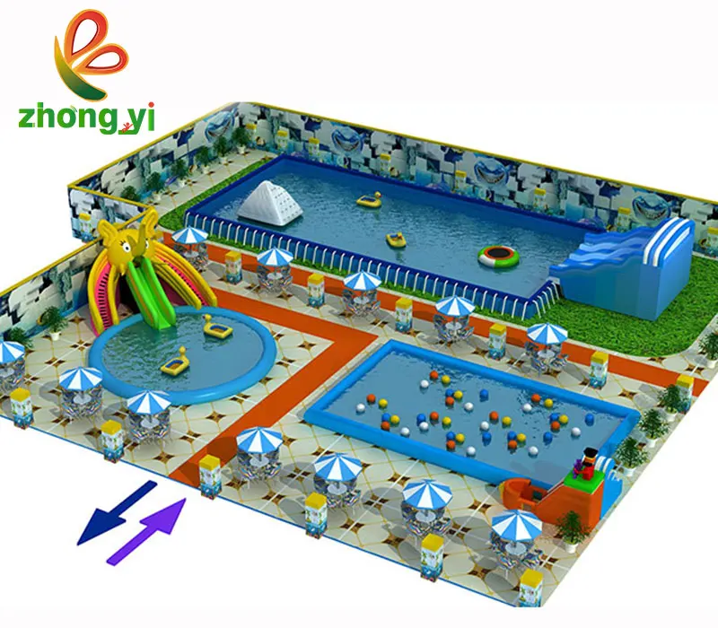  Customized inflatable floating slide water park swimming