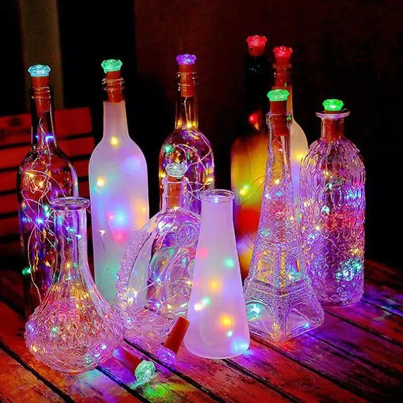 
Solar Led Wine Bottle Light Birthday Party String Lamp Outdoor Home Garden Party Copper Wire Decoration Waterproof Lights 