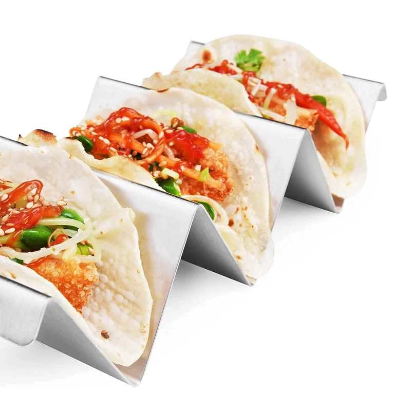 Taco Holders 4 Packs Stainless Steel Taco Stand Rack Tray Style Oven Safe for Baking Dishwasher and Grill Safe