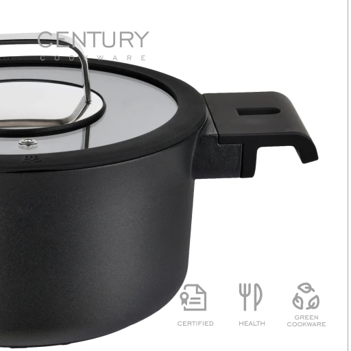 Hot Sale Aluminum Induction Casseroles Round Ramen Bowl Food Warmer Black Casserole With Lid