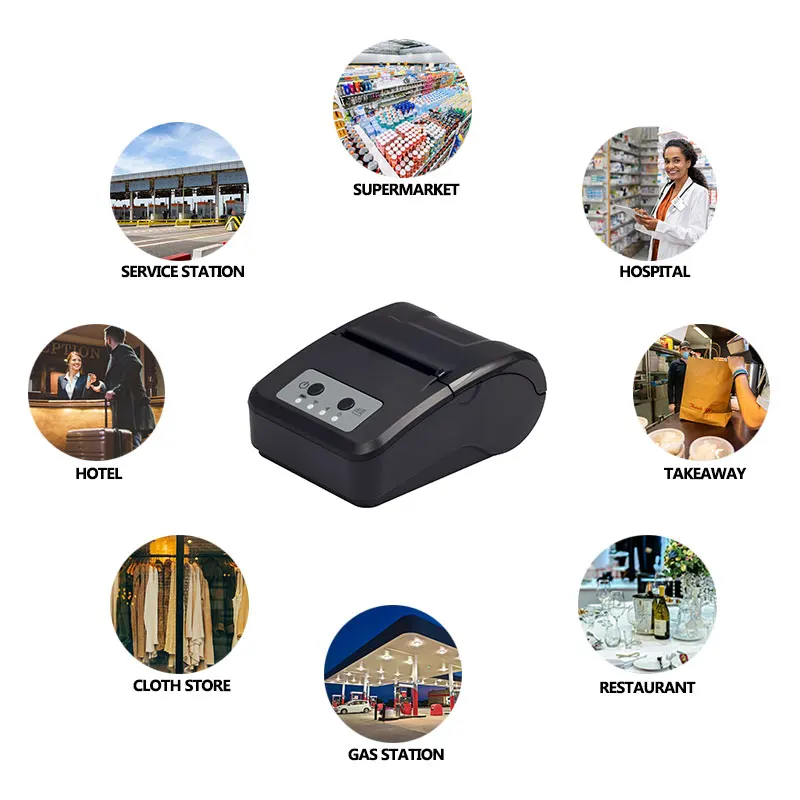 Mini portable printer wireless bluetooth printer for mobile phone android ios pos thermal printer