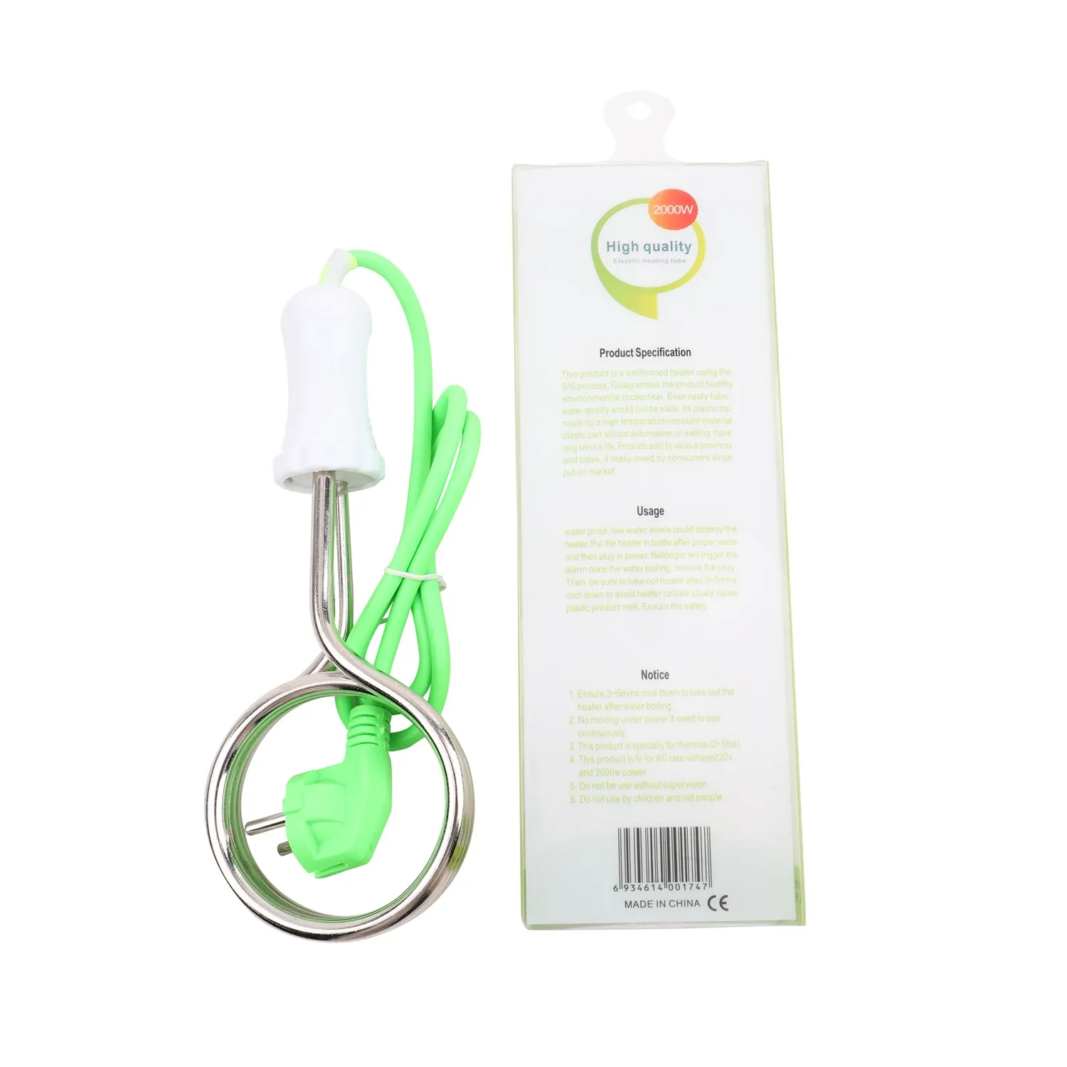 Manufacturer Heating Hot Immersion Heater Electric Tankless Instant Water Heater for Bath/Kitchen  with Light 1500w HJ-813