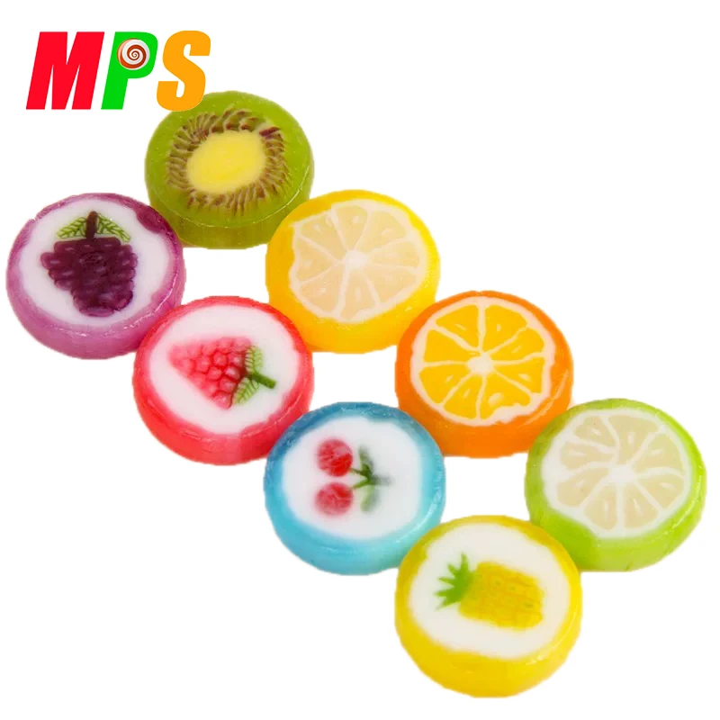 Индивидуальные разноцветные фруктовые жесткие конфеты в форме таблетки