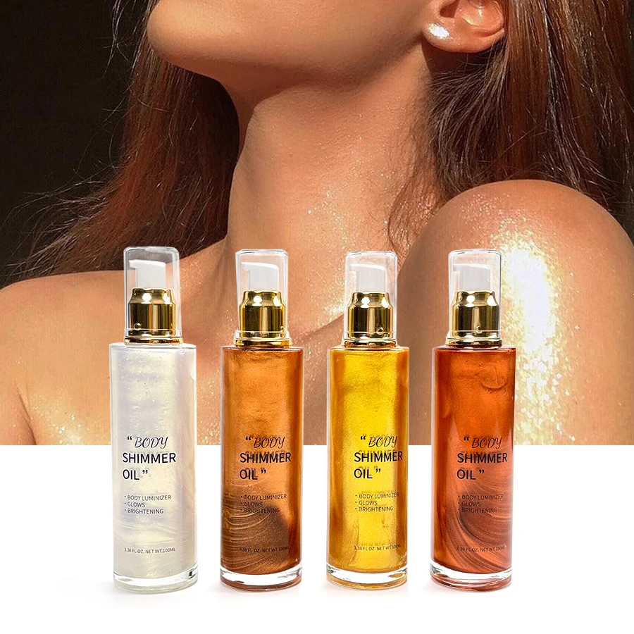 Waterproof Cream Pearl White Glitter Liquid Bronzer Gold Highlighter Makeup Painting Supplies With Body Glow Shimmer Dry Oil