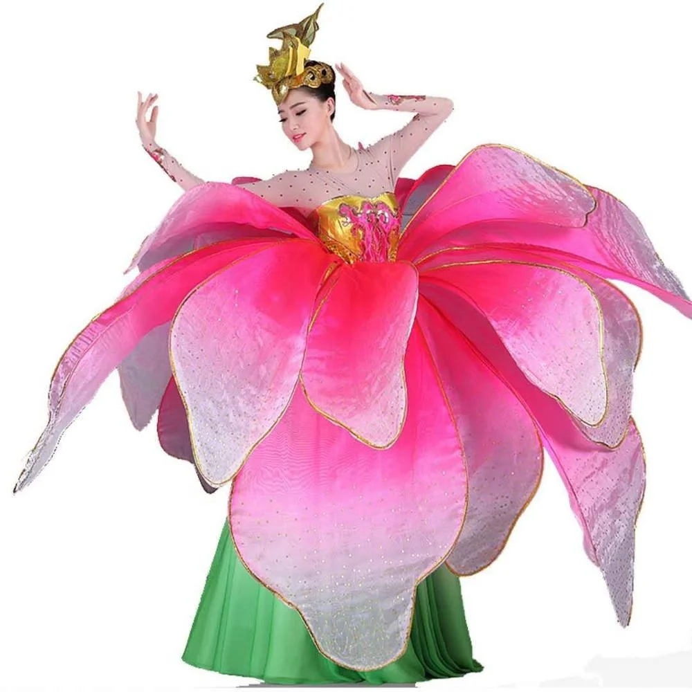 Luxury Flamenco Flower Cosplay Costume Long Sleeve Opening Dance Dress Modern Dance Adult Stage Performance Costume