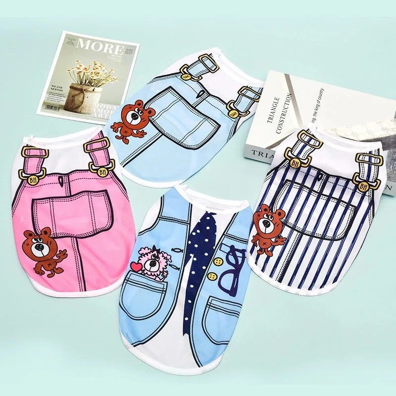 2023 New Pet Fake Strap Vest Shirt Cat Dog Cotton Clothing Spring Summer Puppy Dog T-shirt Cute Pet Clothes