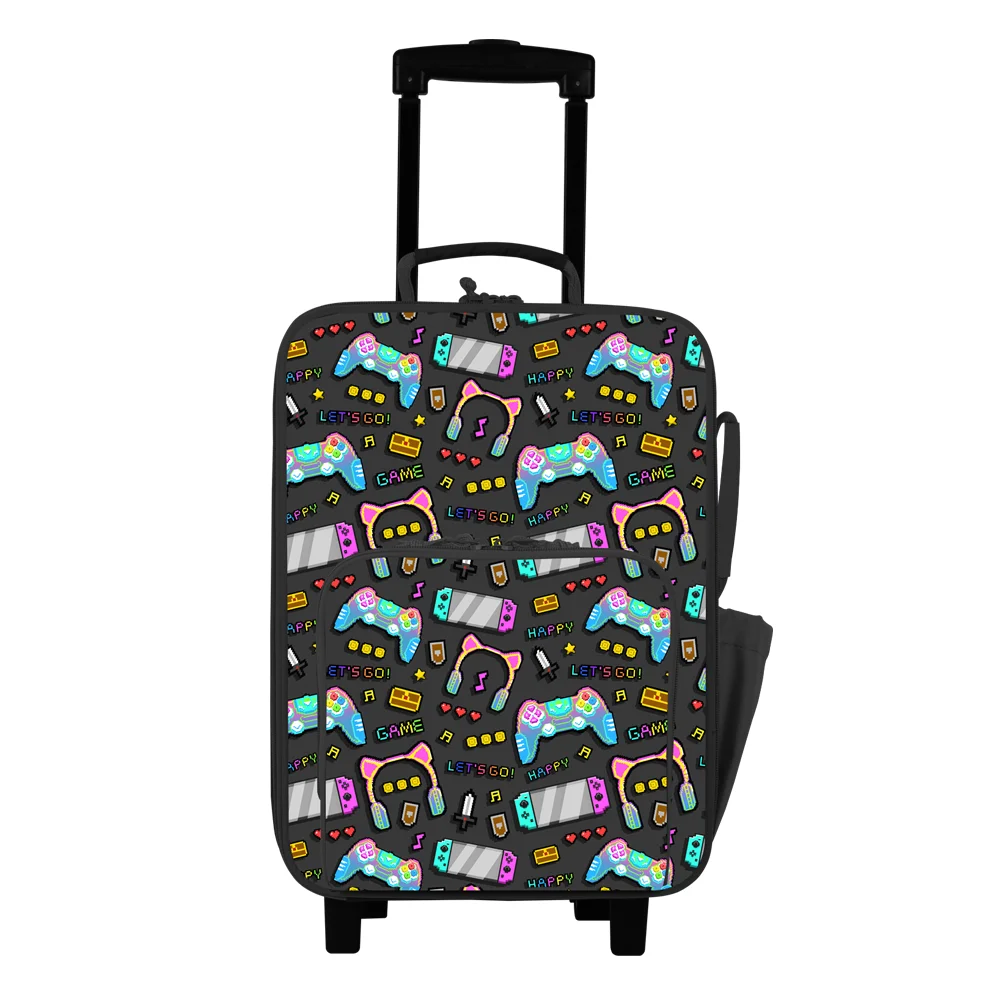 Sublimation Print Kids Airport Luggage Trolley Mini Wheeled Suitcase for Children