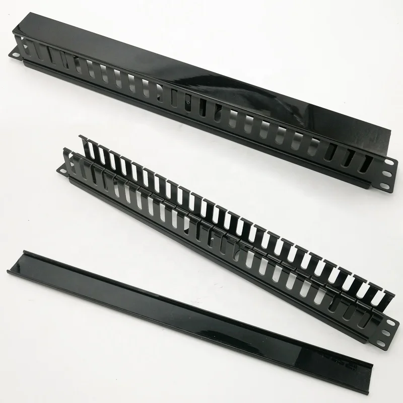 19 Inch 1U Cable Management Horizontal Cable Rack Mount Manager with 24 Slot Finger