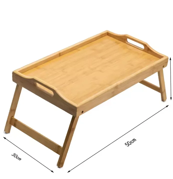 Portable Bamboo Laptop Computer Tray Breakfast in Bed Snack and Bed Table Tray with Folding Leg for Bathroom Tools