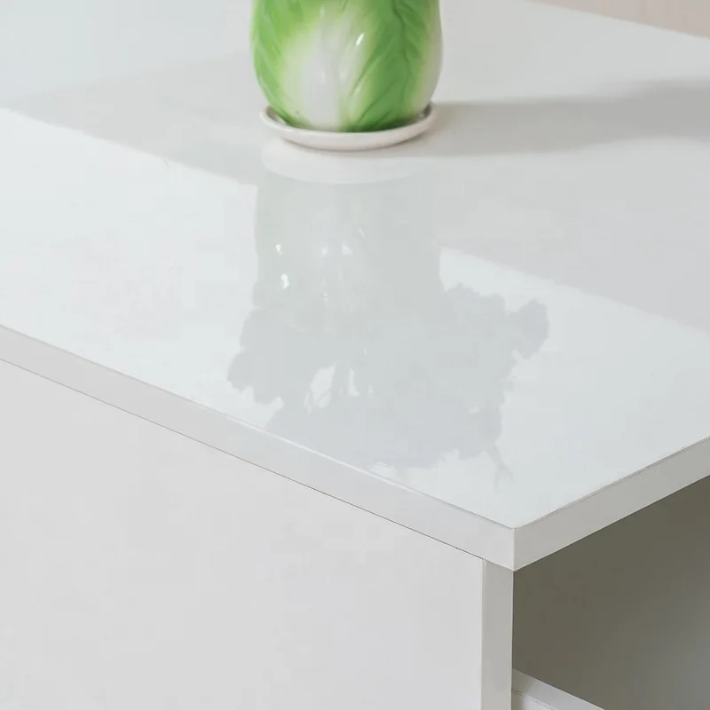 hot sale nordic home office furniture high glossy particle board center bedside coffee table with one drawer