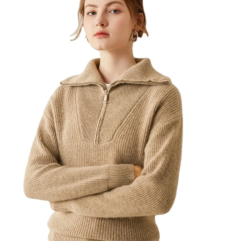 2023 New Design Designer Cashmere 100 % Women Solid Color Oversized Pullover Knitted Clothing Sweater