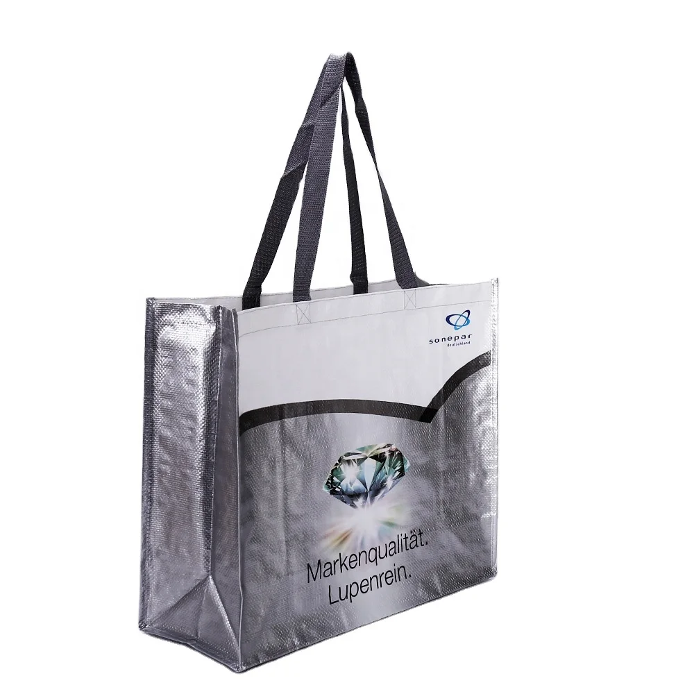 Hot sale recyclable materials reusable waterproof handle laminated pp shopping bag polypropylene pp woven bag