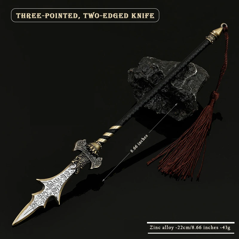 Black Myth Goku All-Metal Weapon Model Three-Pointed Two-Blade Knife 22cm Game Accessories 3D Light Custom Collection