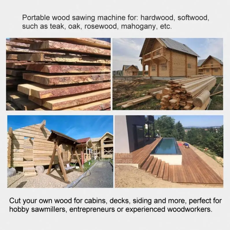 portable mobile sawmill wood  machine with trolley wood machine