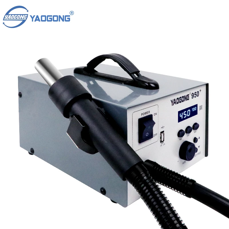 YAOGONG 950+ Digital 5V2A USB Charging Turbine Temperature Quick Setup Hot Air Gun Soldering SMD Rework Desoldering Station