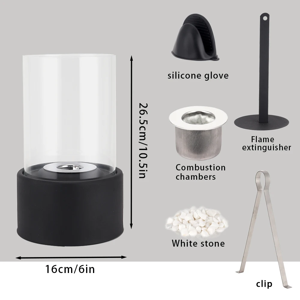 Tabletop Bioethanol Fireplace Indoor Coffee Dining Table Fireplace Clear Fuel Alcohol Fire Pit With Glass Tube