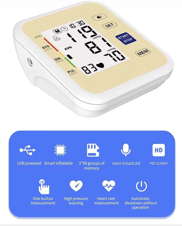 Home Health Supplies Wholesale Arm Sphygmomanometer Fully Automatic Digital Blood Pressure Detector Sphygmomanometer