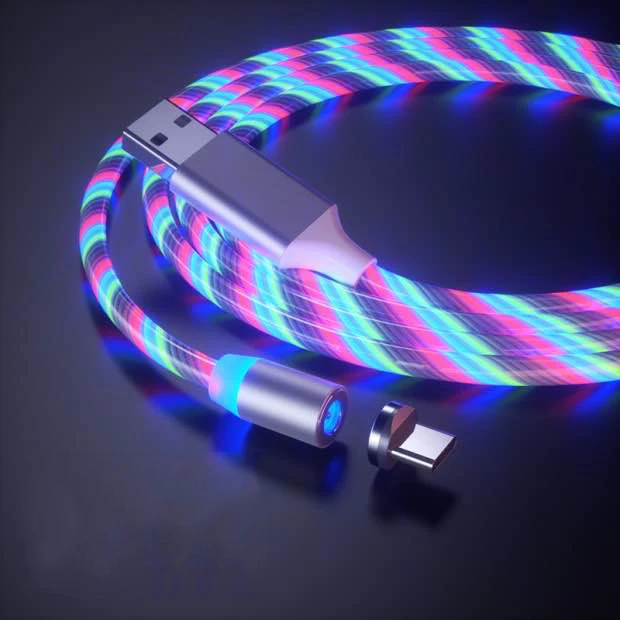  Заводской бегущий Электрический магнитный светодиодный usb-зарядник Тип c micro usb 3 в 1 usb-зарядный кабель для lightning мобильного