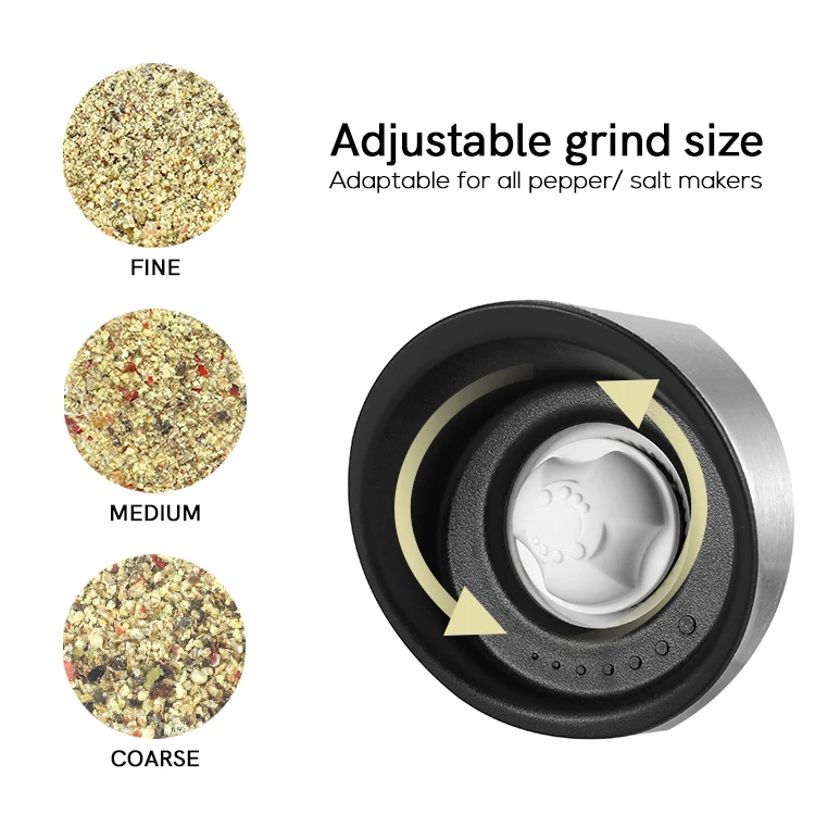 Automatic Gravity Rechargeable USB Stainless Steel Spice Mill electric pepper grinder with LED light