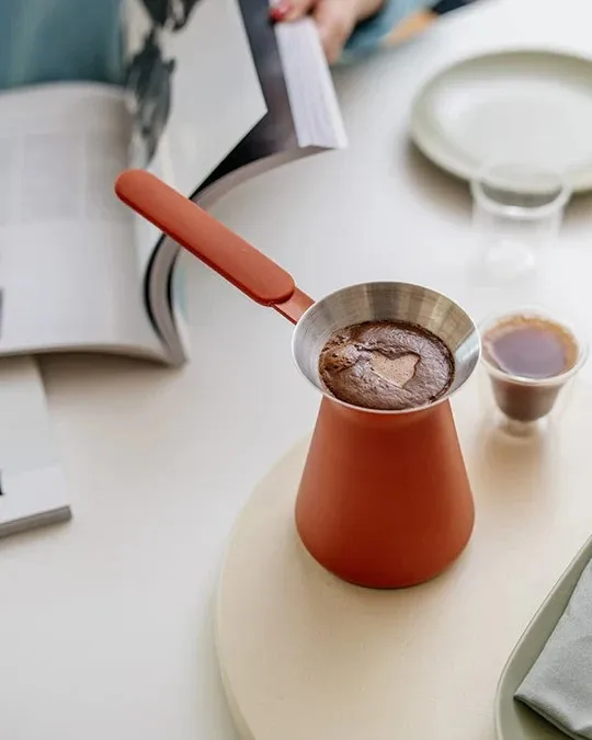 304 Stainless Steel Turkish Coffee Pot With Silicone Handle Coffee Pot is Suitable For Family Camping Out
