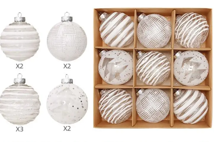 White Christmas Balls Stock Party Home Christmas Decoration Snow 10cm White Christmas Balls