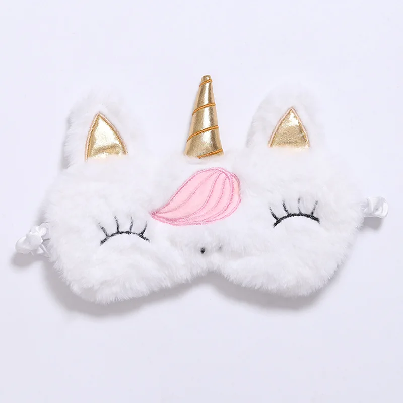 Soft Plush Carton Unicorn Eyes Blindfold Plush Custom Promotion Cheap Air Travel Plush Eyes Blindfold eye mask for sleeping