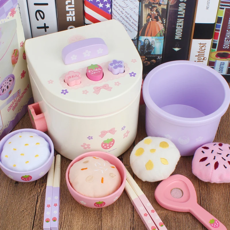 Hot Selling Kitchen Toy Wooden Pretend Play Set Simulation Rice Cooker Toy for Kids Unisex Wooden Washing Machine Toy XJYQJD