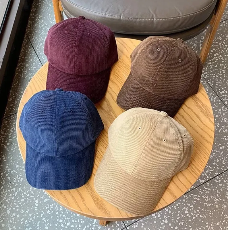 Custom hat corduroy handmade baseball cap men and women winter corduroy warm hat high quality soft top duck tongue cap gifts