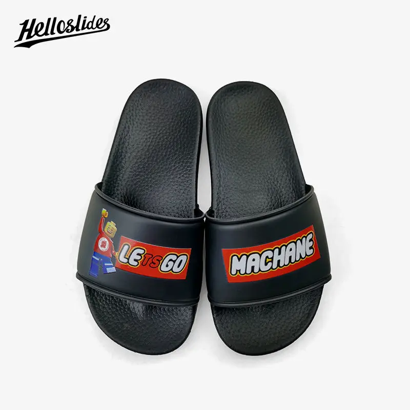 Helloslides Men Sandals And Slippers Custom Black Slides Designer Slippers Mens 1 Pair 2022 Designer Pvc Sandals Men
