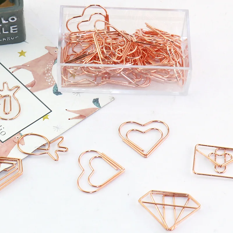 20-Pack Cute Paper Clips, Heart Diamond Crown Shape Assorted Paper Clips - Fun Bookmark Marker Clips for Office School Wedding P