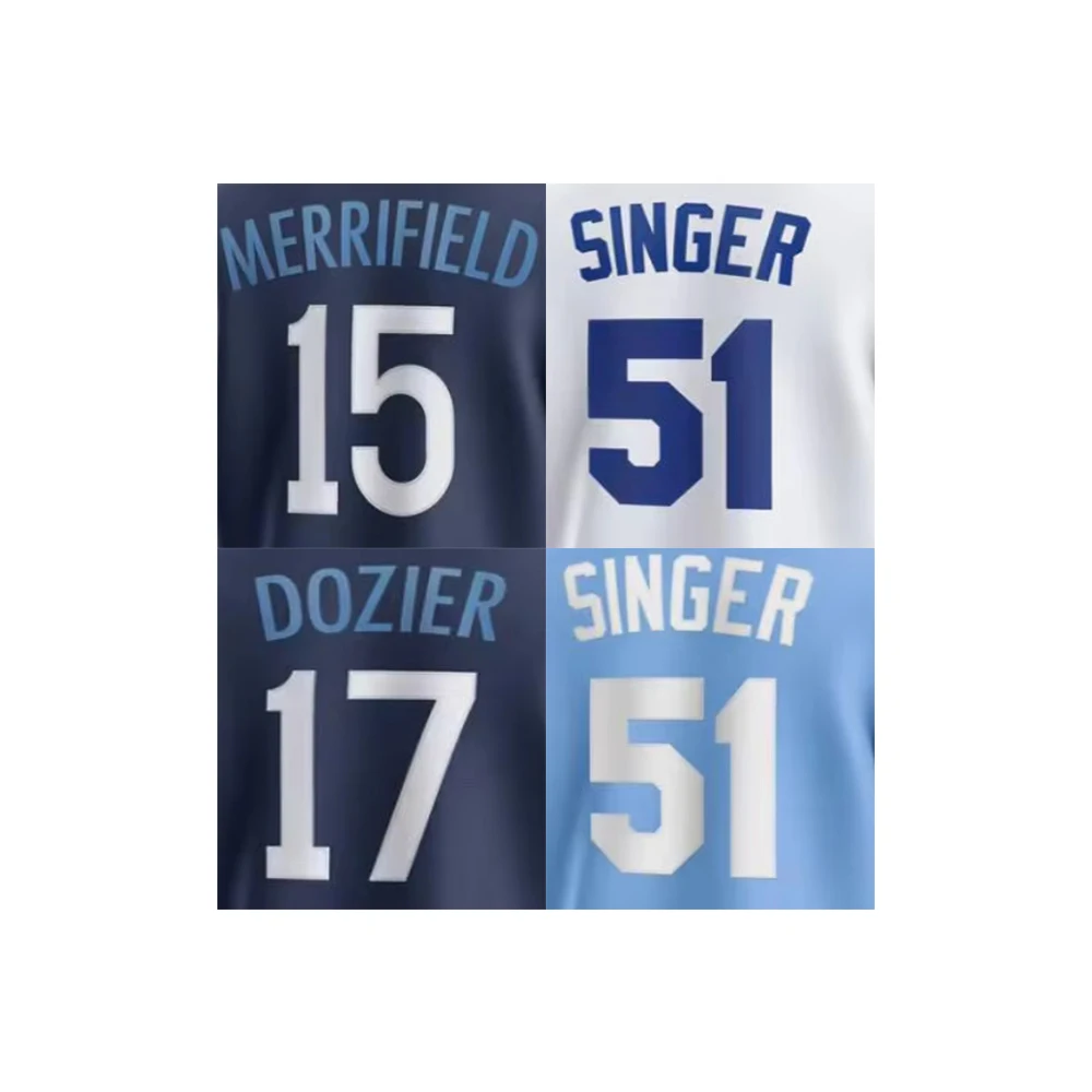 2025 новая сшитая бейсбольная майка Kansas City 51 певица 15 MERRIFIELD 17 DOZIER 2 TAYLOR персональная спортивная рубашка на заказ