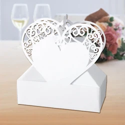 Fancy design laser cut heart shape wedding candy box