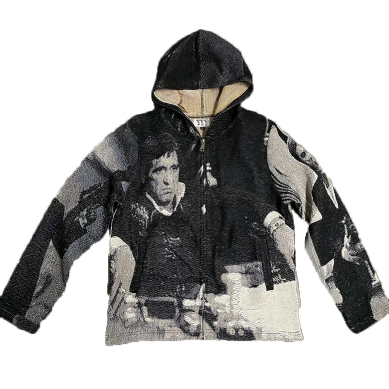 Designer Clothes Tapestry Hoodie Manufacturer Custom Pullover No String Streetwear Woven Sweater Tapestry Hoodies Unisex