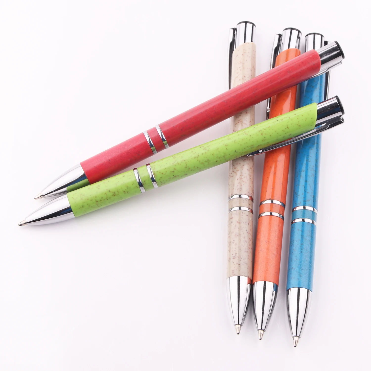 Customized eco friendly pen ball recycle plastic wheat straw pen promotional personalised recycled plastic pen