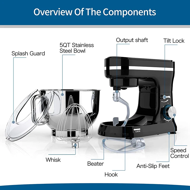 GQF-SM1510X  4.5L Small Blender 1000W Noodle MachineStandard Chef Machine Quality OEM Cross border Foreign Trade Customized Home