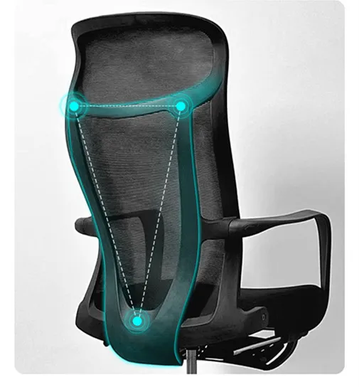 Waist support reclining office chair with stool feet latex lumbar support pillow ergonomic chair home computer chair