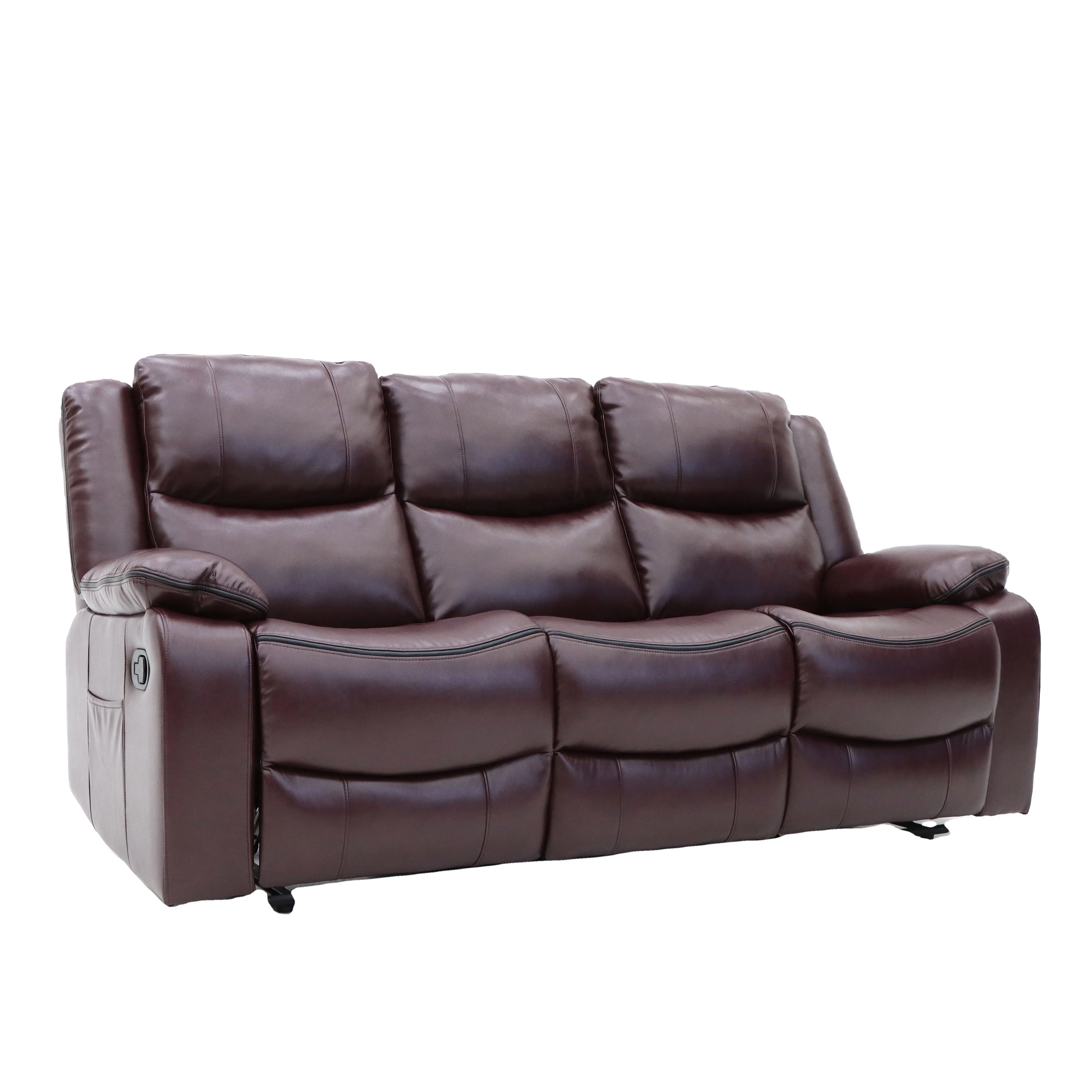 GEEKSOFA 3+2+1 Seater Manual Leather Loveseat Motion Recliner Sofa Set Reclinable bluetooth speaker For Living Room Furniture