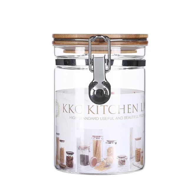 NEWRAY High Borosilicate Food Containers with Airtight Clamp Lids for Pasta Cookies Nuts Coffee Beans Cereal for Kitchen