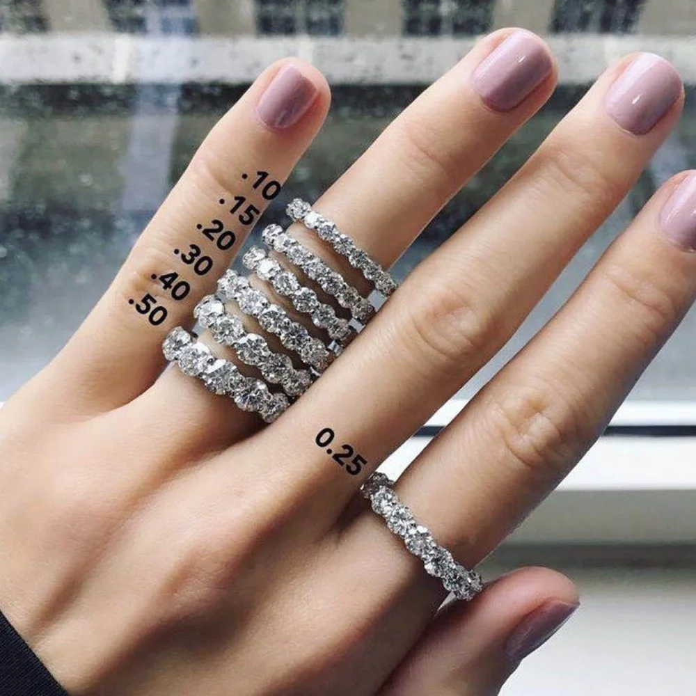 2019 Hanhao Jewelry New Arrival 925 Sterling Silver 3 Piece Anniversary Stackable Ring Set Eternity Band Wedding Band