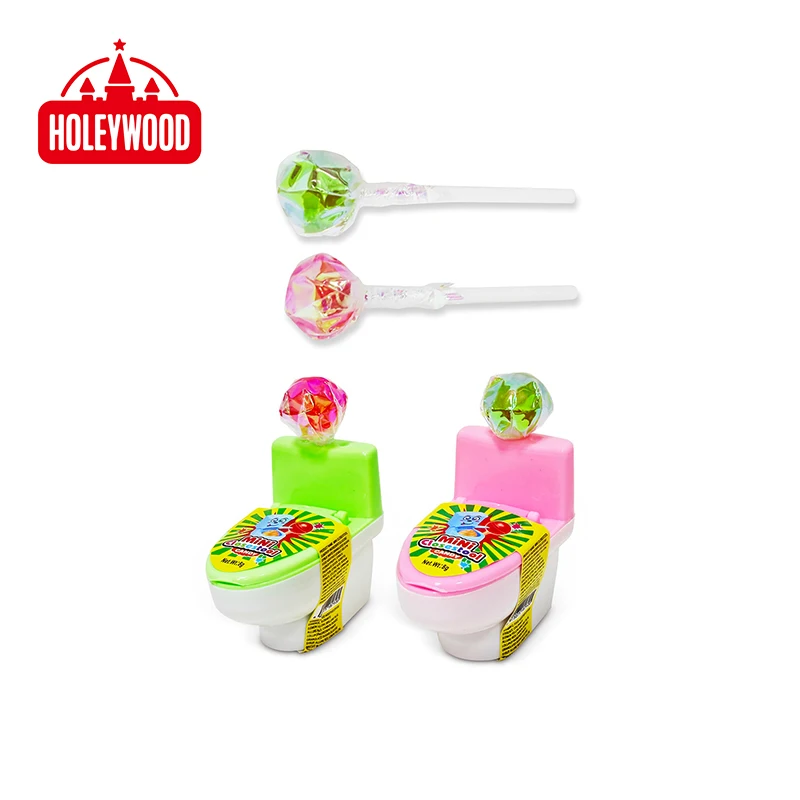 Holeywood 8g Creative New Concept Hard Candy Fruit Flavored Lollipop Sticky Acid Powder Bulk Packaged Toilet Lollipop Ball Stick
