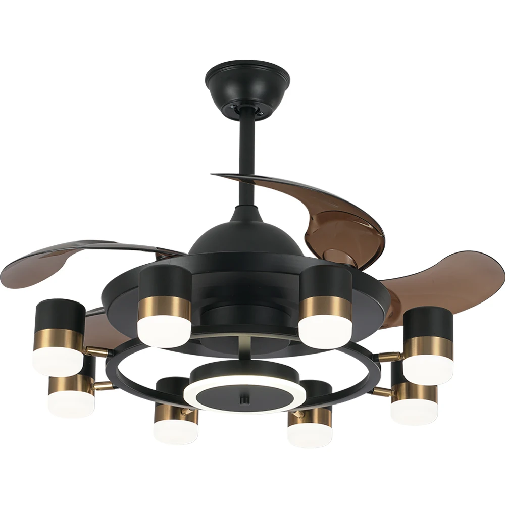 High Quality Customization Home Bedroom Hotel Remote Control Acrylic Lamp Shade High Speed Ceiling Fan Light
