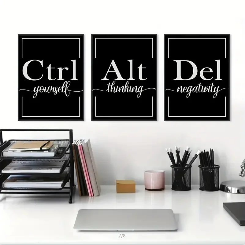 3pcs Canvas Poster Positive Thinking Wall Art For Living Room Kitchen Home Decor Wall Art Room Decoration  No Frame