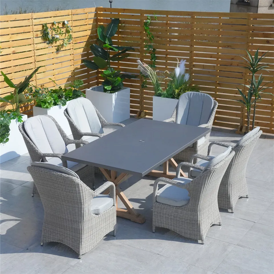 Best Sale Modern Patio Garden Front Porch Furniture Outdoor Aluminum Yard Cafe Rattan Chairs Outdoor Dining Table Chairs