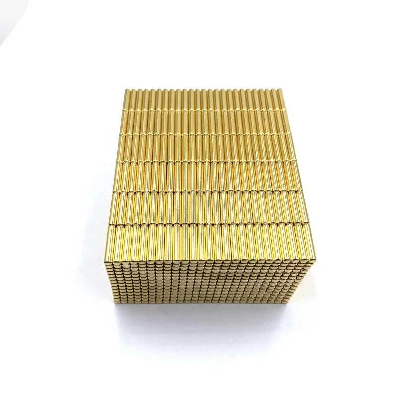 N35 N40 N52 Rare Earth NdFeB Rod Magnetic Gold Coated Super Strong Neodymium Magnets Round Disc